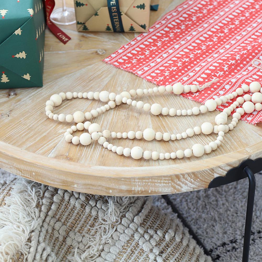 Wood Bead Garland Extra-Large Wooden Beads Garland 7-ft Wooden Bead Garland Decor Farmhouse Wooden Beaded Garland for Christmas Tree